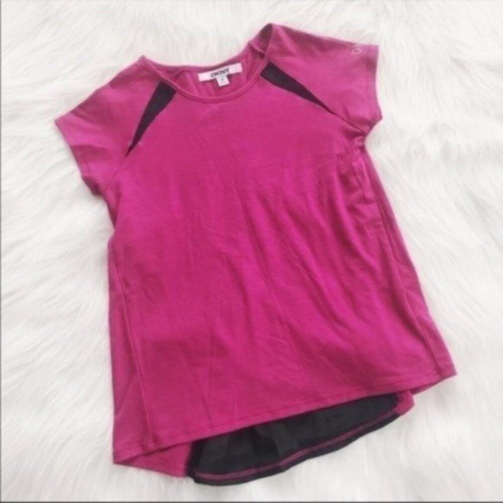 DKNY Fuchsia and Black Short Sleeve Girls T shirt